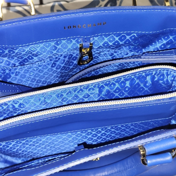 Longchamp Honore 404 top handle bag w/ removable crossbody strap.- Blue - Picture 4 of 7